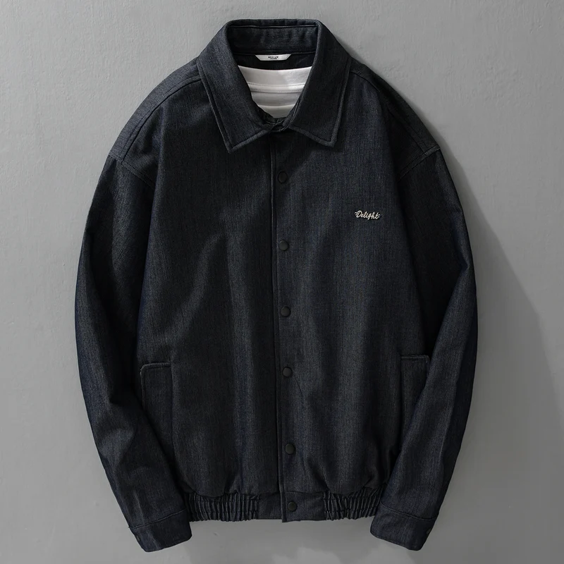Herren Jeansjacke mit Druckknöpfen und elastischem Saum Drune
