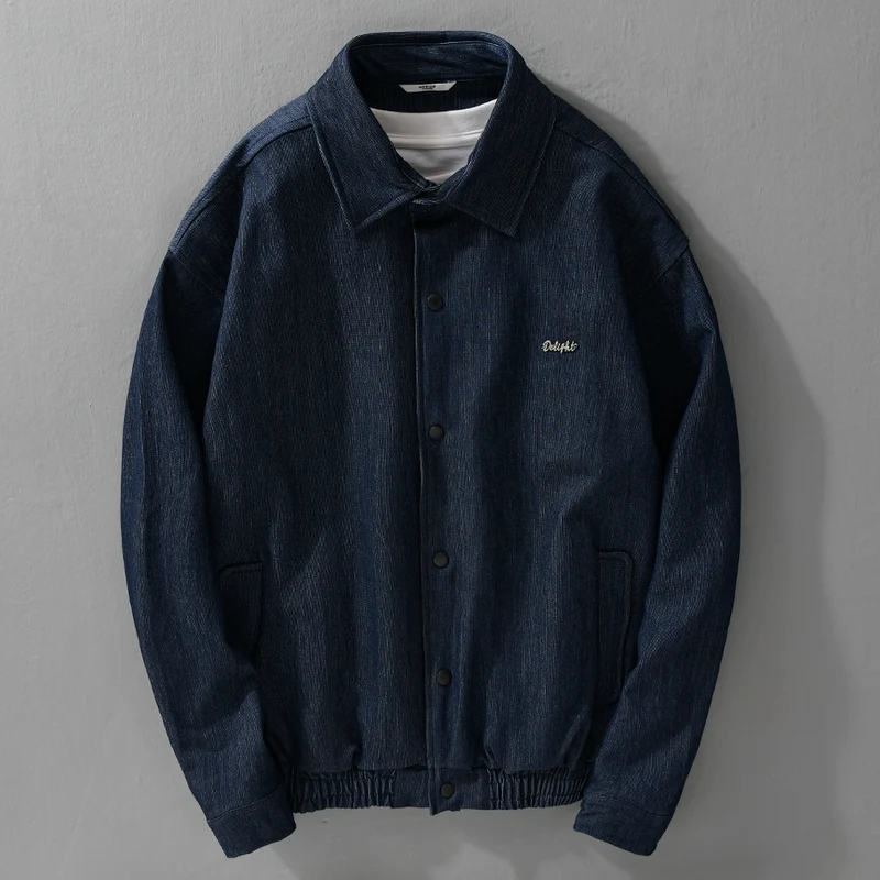 Herren Jeansjacke mit Druckknöpfen und elastischem Saum Drune
