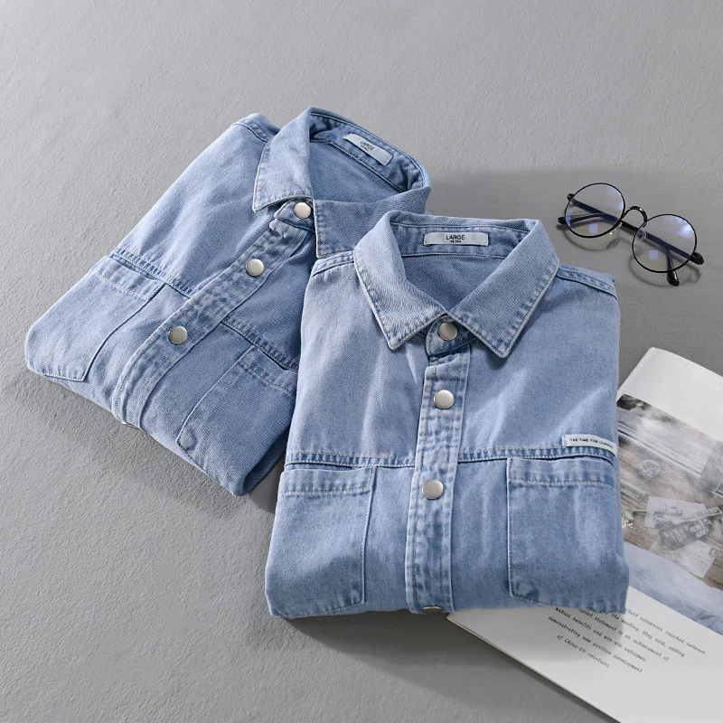 Herren Jeans-Worker-Overshirt im Hemdjacken-Stil mit Brusttaschen Drune