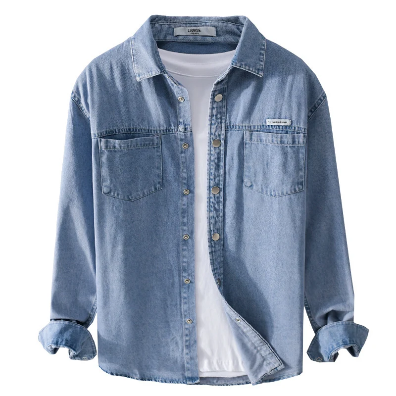Herren Jeans-Worker-Overshirt im Hemdjacken-Stil mit Brusttaschen Drune