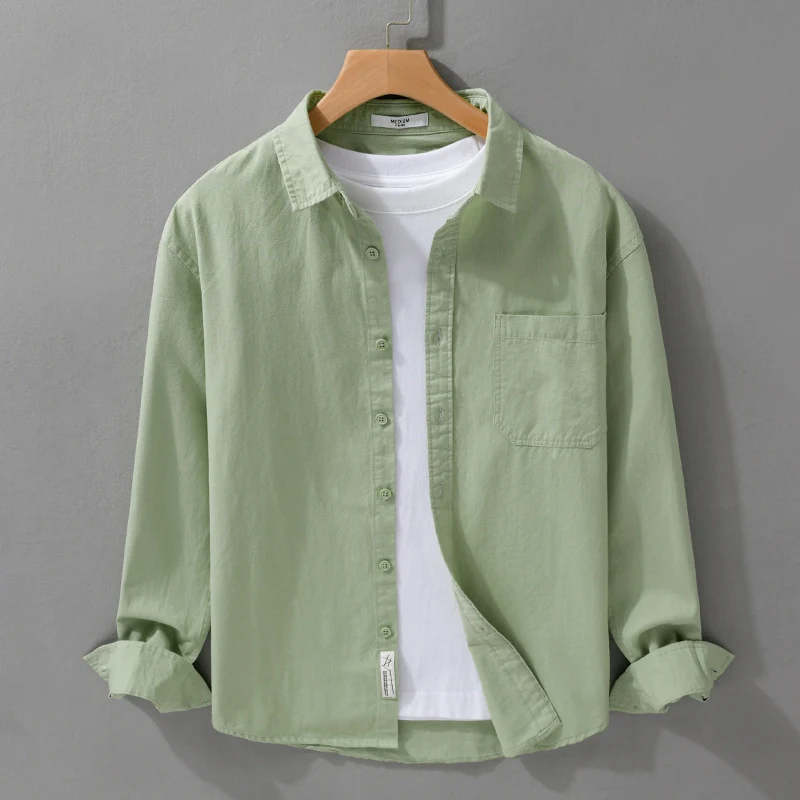 Herren Hemdjacken-Overshirt aus softem Baumwoll-Twill mit Relaxed-Fit und aufgesetzter Brusttasche Drune