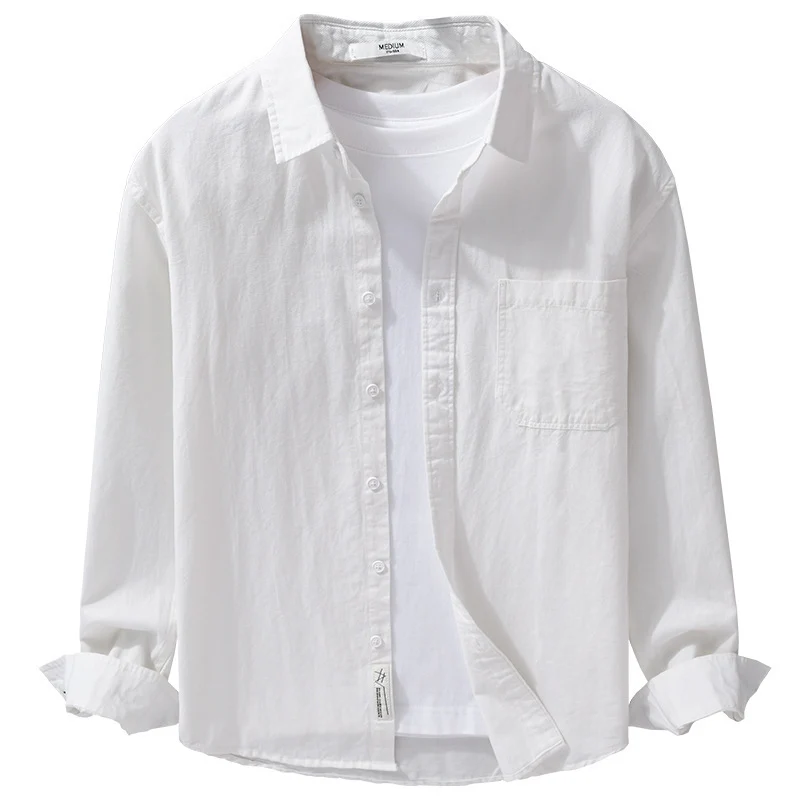 Herren Hemdjacken-Overshirt aus softem Baumwoll-Twill mit Relaxed-Fit und aufgesetzter Brusttasche Drune