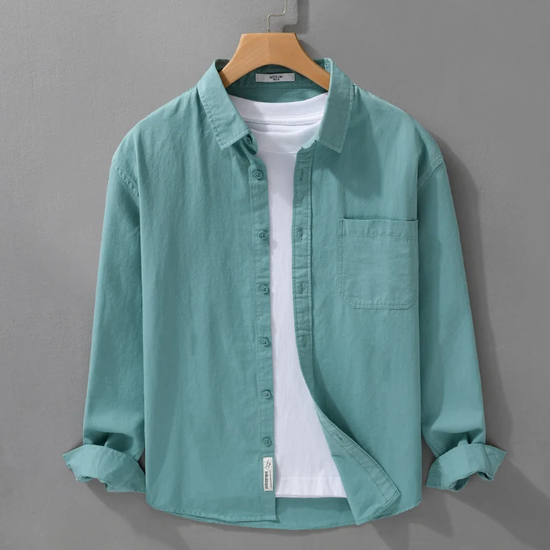 Herren Hemdjacken-Overshirt aus softem Baumwoll-Twill mit Relaxed-Fit und aufgesetzter Brusttasche Drune