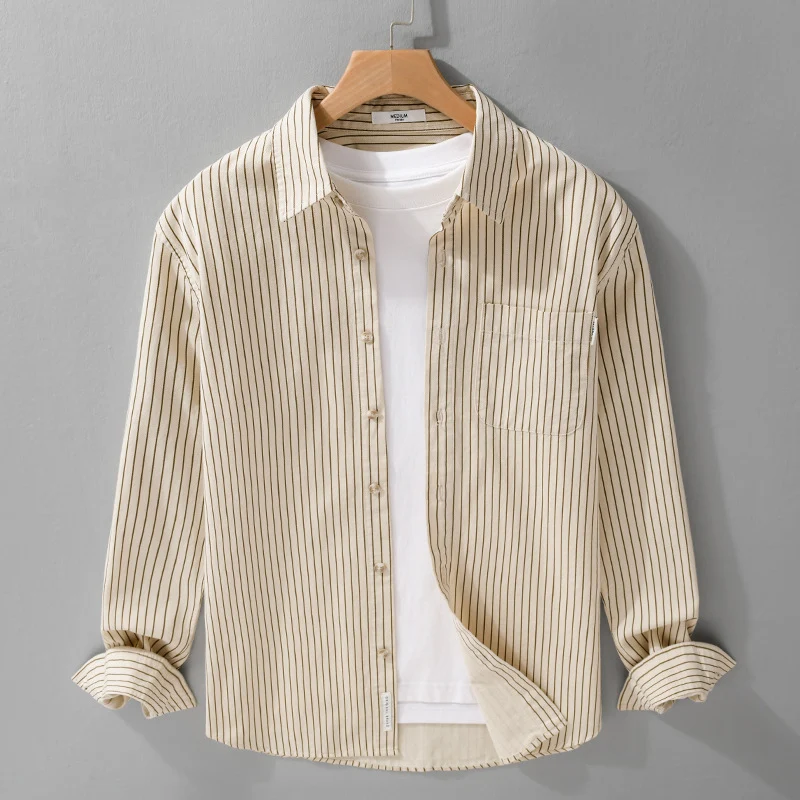 Herren Hemdjacken-Cut mit feinem Nadelstreifen und weichem Baumwollmix Drune