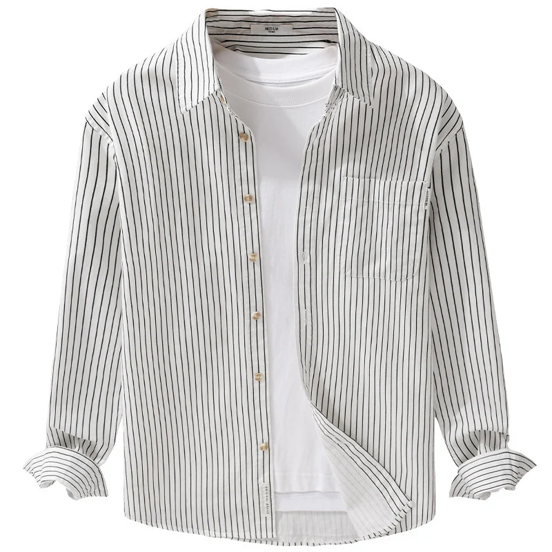 Herren Hemdjacken-Cut mit feinem Nadelstreifen und weichem Baumwollmix Drune