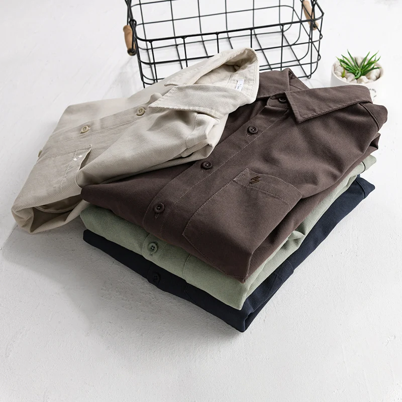 Herren Hemdjacke-Overshirt aus softem Baumwoll-Twill im Layering-Look mit aufgesetzter Brusttasche Drune