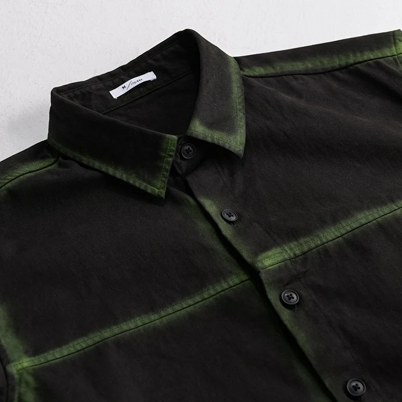 Herren Hemdjacke im Oversize-Stil mit verwaschenen Kanten und klassischem Kentkragen Drune