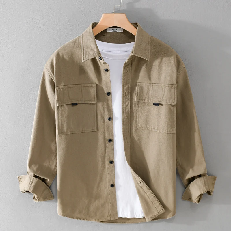 Herren Hemdjacke aus robustem Baumwolltwill mit zwei Brustklappen und Relaxed‑Fit Drune