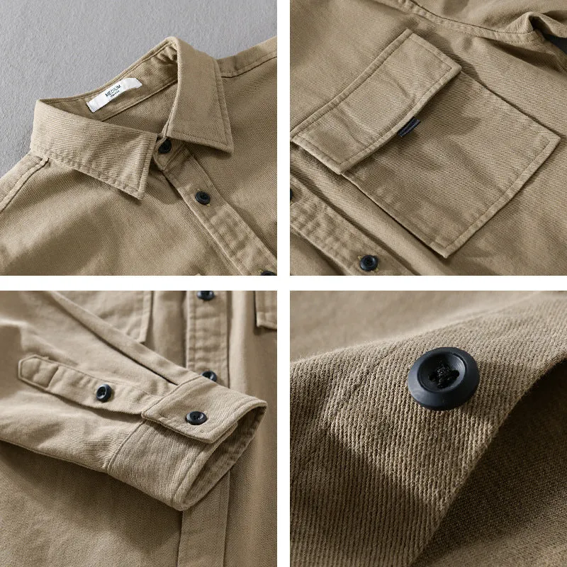Herren Hemdjacke aus robustem Baumwolltwill mit zwei Brustklappen und Relaxed‑Fit Drune
