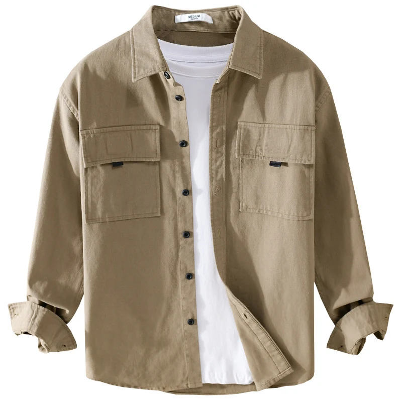 Herren Hemdjacke aus robustem Baumwolltwill mit zwei Brustklappen und Relaxed‑Fit Drune