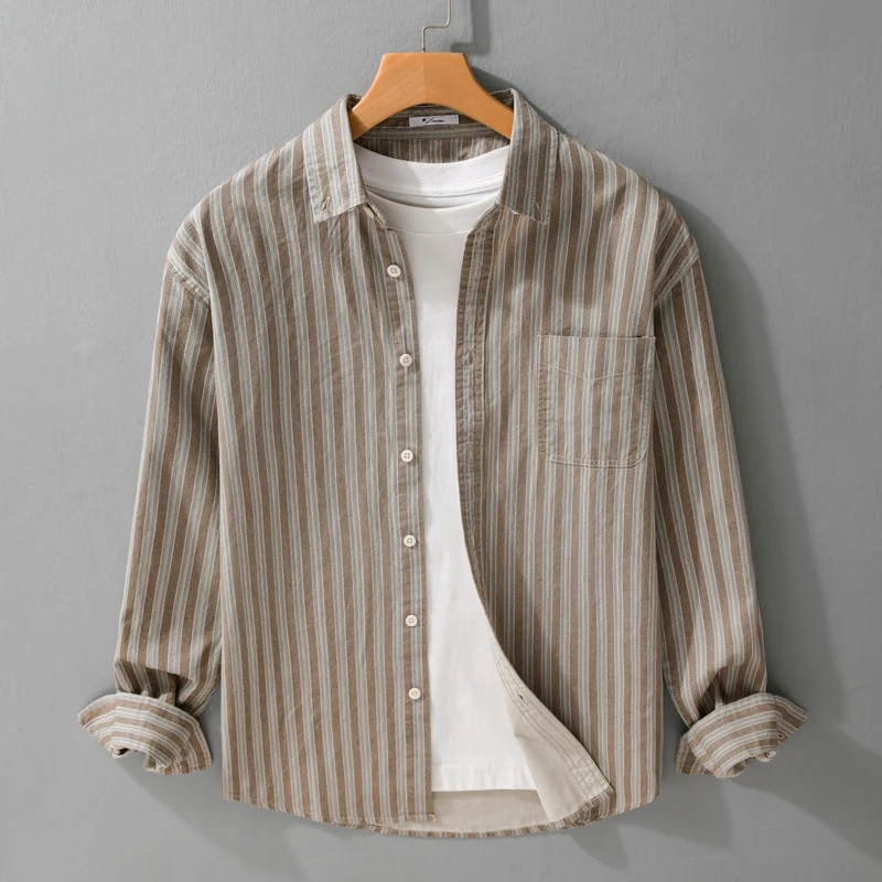 Herren Hemd mit Button-Down-Kragen aus atmungsaktivem Leinen-Baumwollmix in Relaxed-Passform Drune