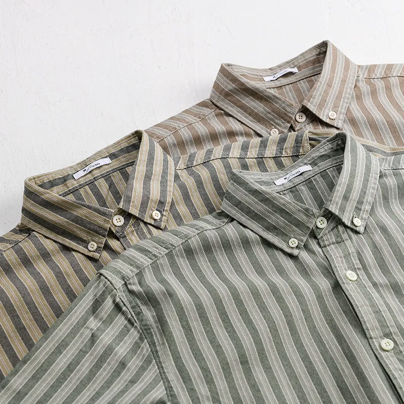 Herren Hemd mit Button-Down-Kragen aus atmungsaktivem Leinen-Baumwollmix in Relaxed-Passform Drune
