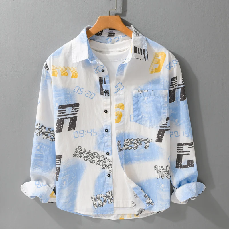Herren Grafik-Print Overshirt im Relaxed-Fit mit Brusttaschen Drune