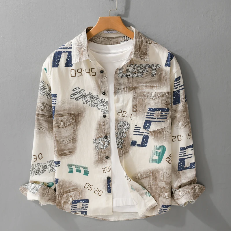 Herren Grafik-Print Overshirt im Relaxed-Fit mit Brusttaschen Drune