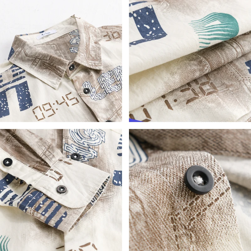 Herren Grafik-Print Overshirt im Relaxed-Fit mit Brusttaschen Drune