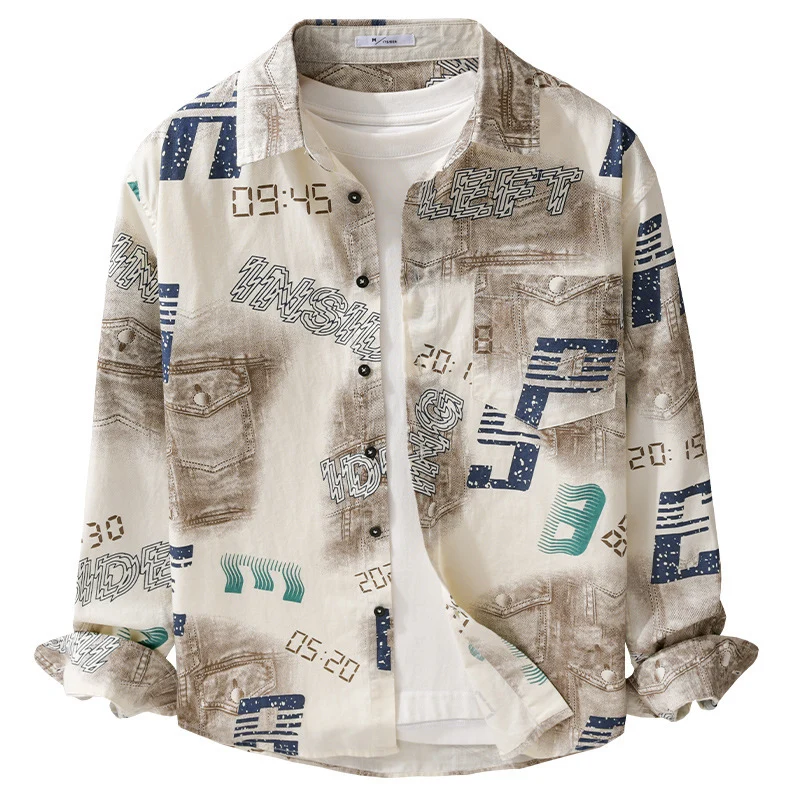 Herren Grafik-Print Overshirt im Relaxed-Fit mit Brusttaschen Drune