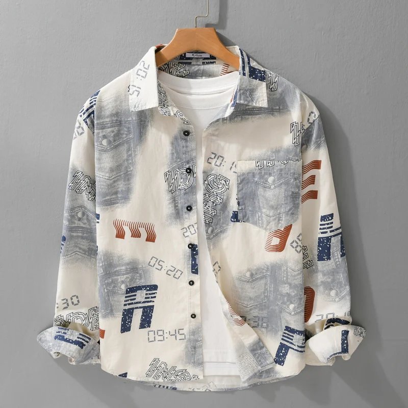 Herren Grafik-Print Overshirt im Relaxed-Fit mit Brusttaschen Drune