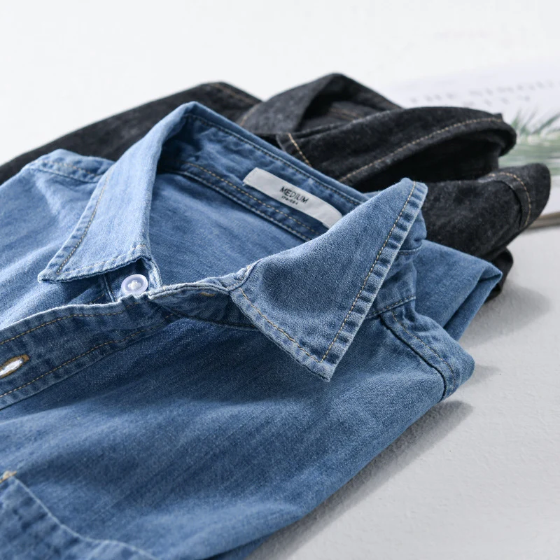 Herren Gewaschenes Denim-Overshirt mit Pattentasche, Relaxed-Fit und weichem Griff Drune
