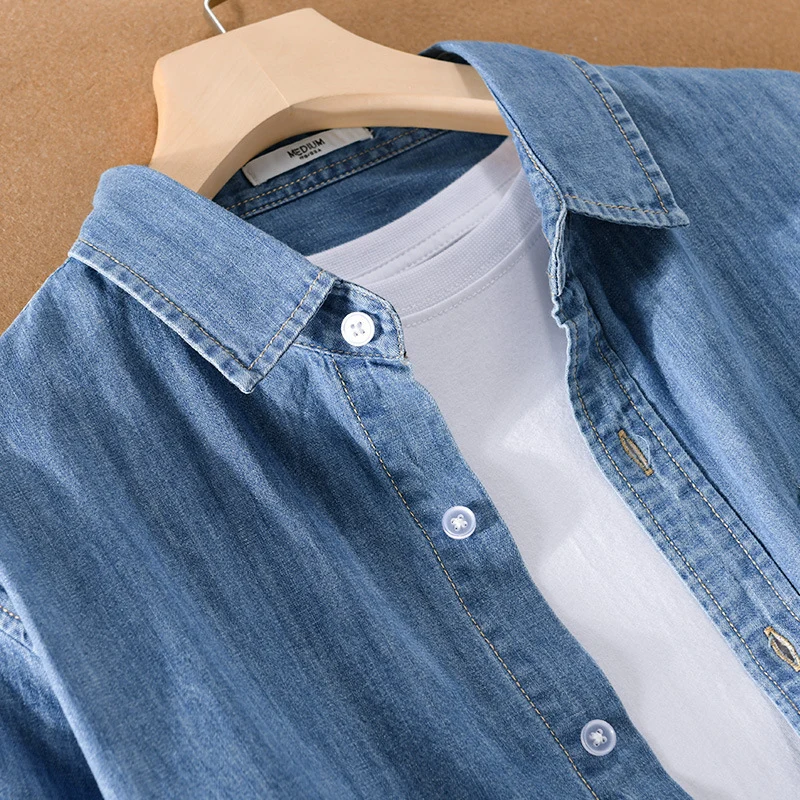 Herren Gewaschenes Denim-Overshirt mit Pattentasche, Relaxed-Fit und weichem Griff Drune