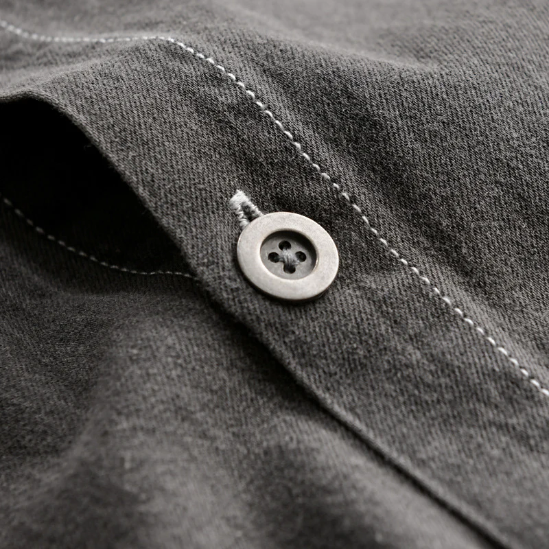 Herren Gewaschenes Denim-Overshirt im Workwear-Look mit Kontrastnähten Drune