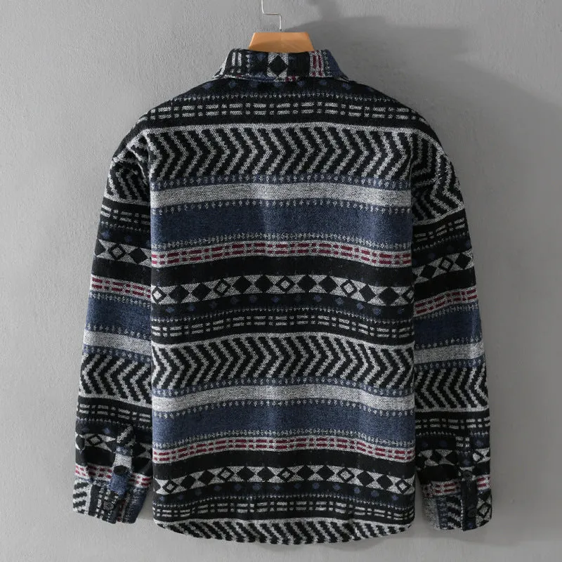 Herren Gestricktes Hemd-Overshirt im geometrischen Muster Drune