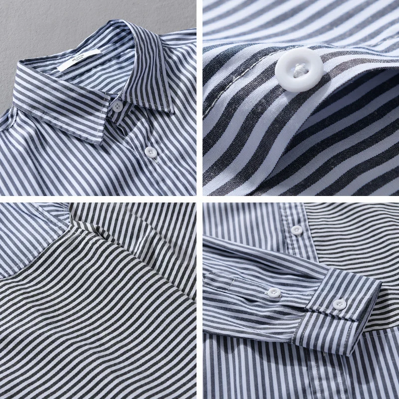 Herren Gestreiftes Patchwork-Hemd mit Brustpatch und Relaxed-Fit Drune