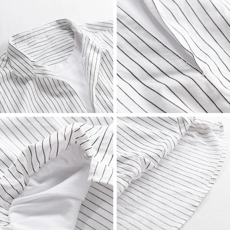 Herren Gestreiftes Oversize-Hemd mit Kentkragen und verdeckter Knopfleiste Drune