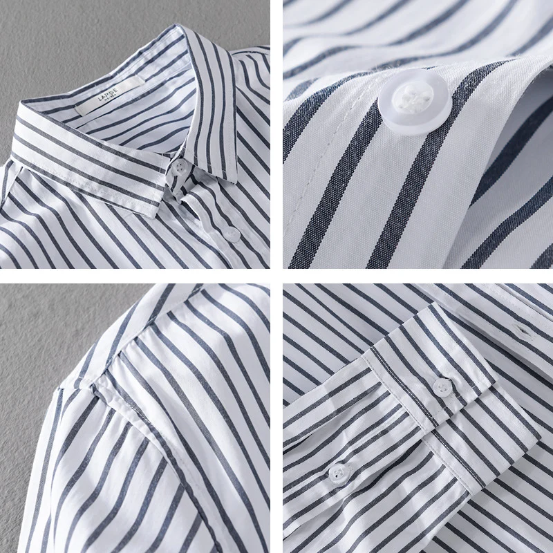 Herren Gestreiftes Oversize-Hemd aus leichter Baumwollmischung mit Kentkragen Drune