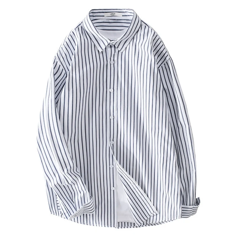 Herren Gestreiftes Oversize-Hemd aus leichter Baumwollmischung mit Kentkragen Drune