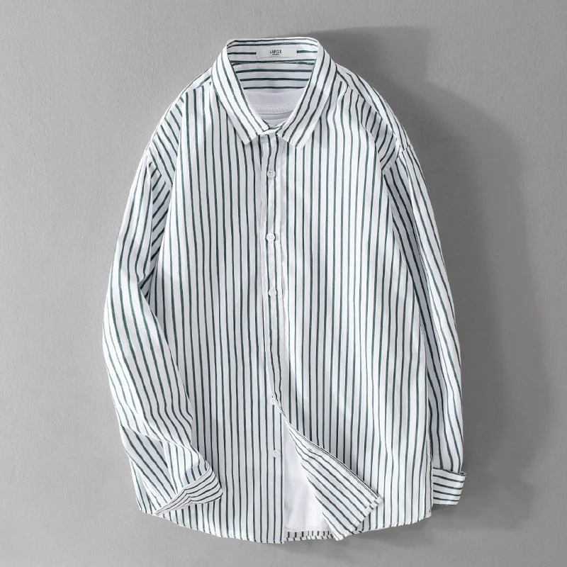 Herren Gestreiftes Oversize-Hemd aus leichter Baumwollmischung mit Kentkragen Drune