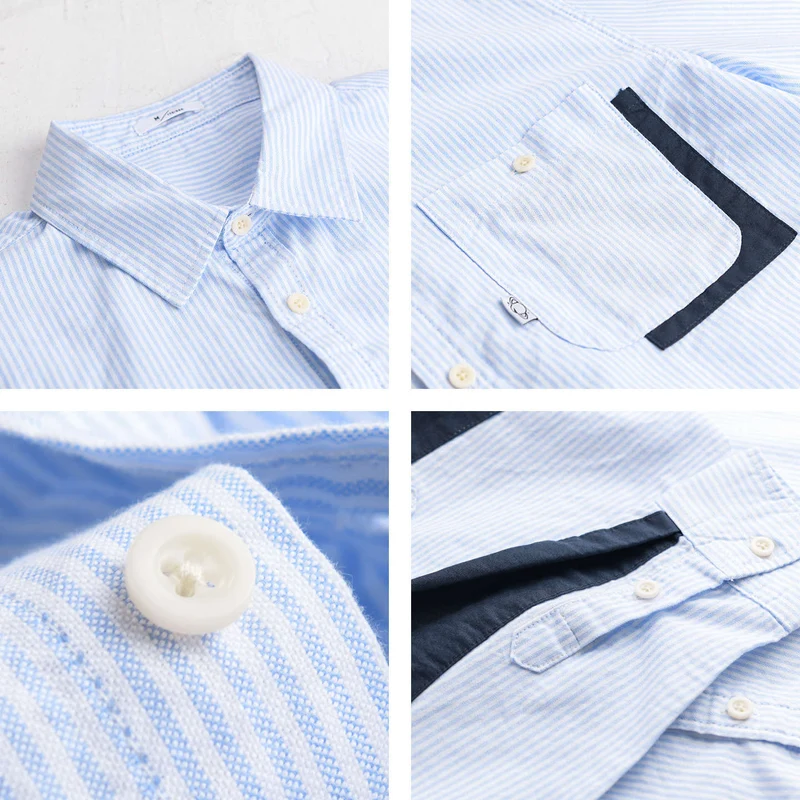 Herren Gestreiftes Overshirt‑Hemd mit Kontrast‑Ellbogenpatches und aufgesetzter Brusttasche Drune