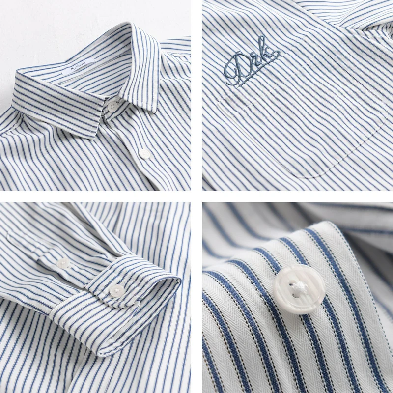 Herren Gestreiftes Overshirt‑Hemd mit Brusttasche und tonalem Logo‑Stick Drune