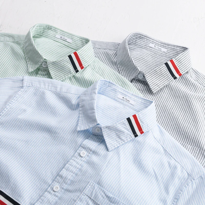 Herren Gestreiftes Overshirt aus Baumwollmix mit Brusttasche und sportivem Kontrastband Drune