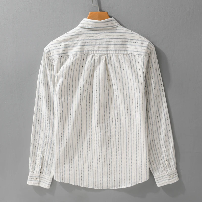 Herren Gestreiftes Overshirt aus Baumwollmix mit Brusttasche und Relaxed-Fit Drune