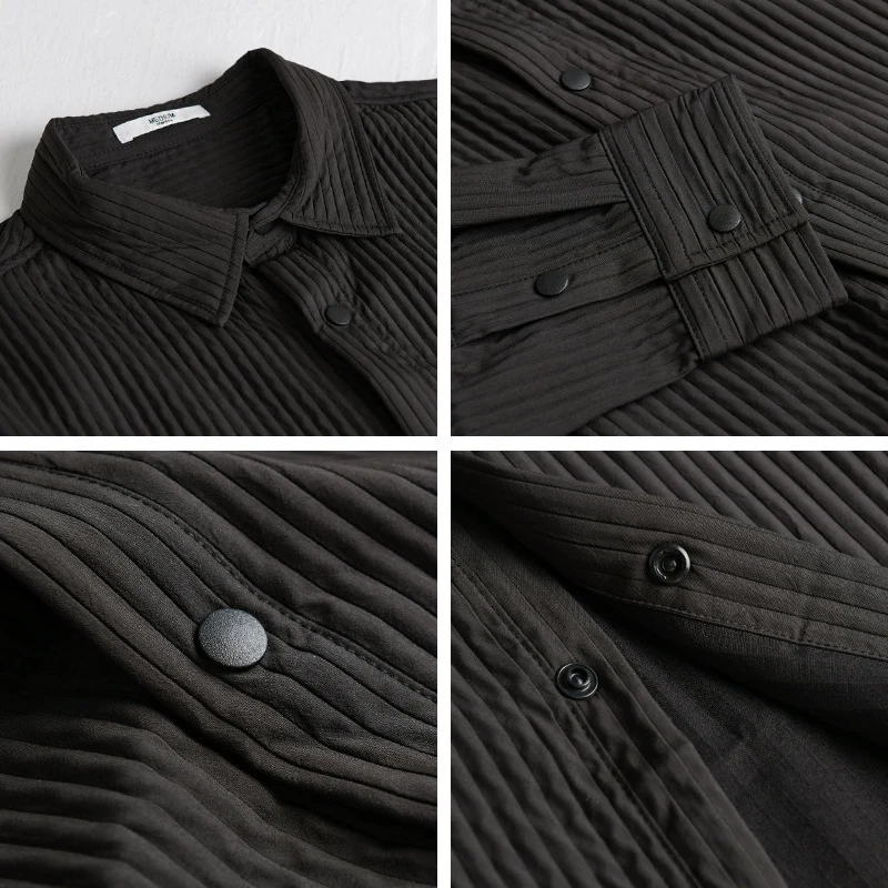 Herren Gestepptes Overshirt aus leichter Baumwollstruktur mit Druckknopfleiste Drune