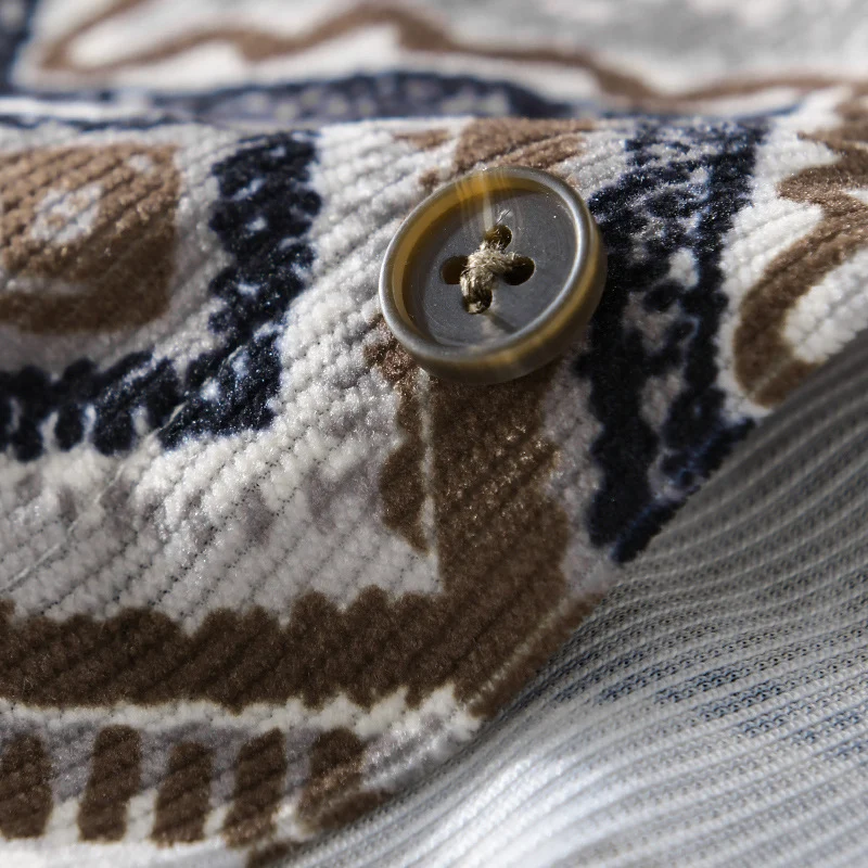 Herren Gemustertes Overshirt im Relaxed-Fit mit geometrischem Diamantprint und Brusttasche Drune