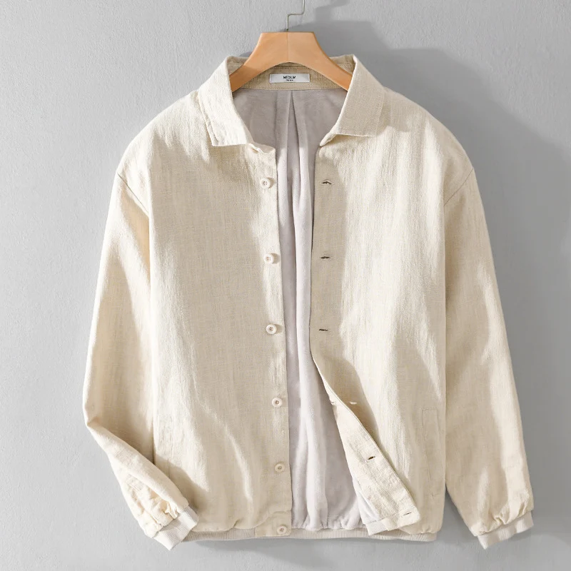 Herren Gefütterte Overshirt-Jacke aus Leinen-Mix Drune