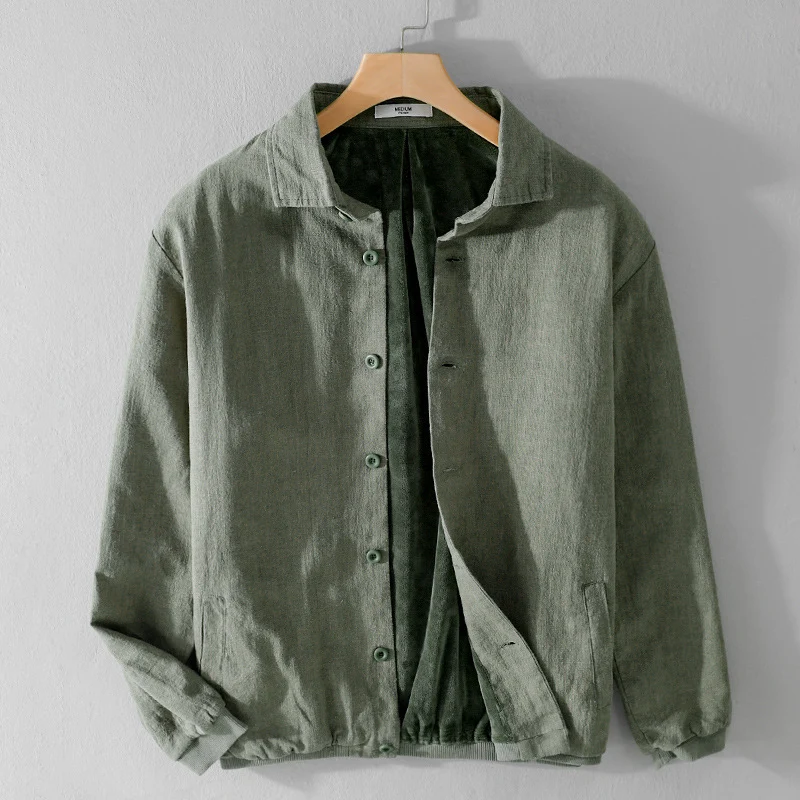 Herren Gefütterte Overshirt-Jacke aus Leinen-Mix Drune