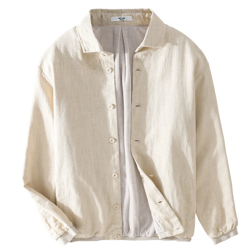 Herren Gefütterte Overshirt-Jacke aus Leinen-Mix Drune