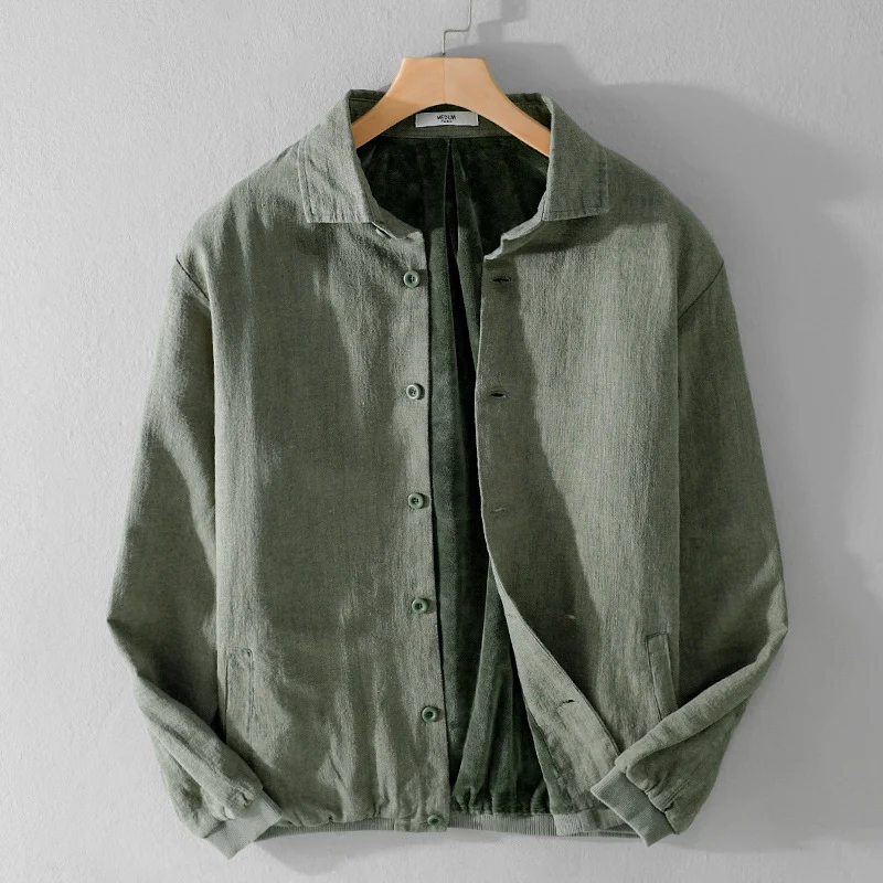 Herren Gefütterte Overshirt-Jacke aus Leinen-Mix Drune