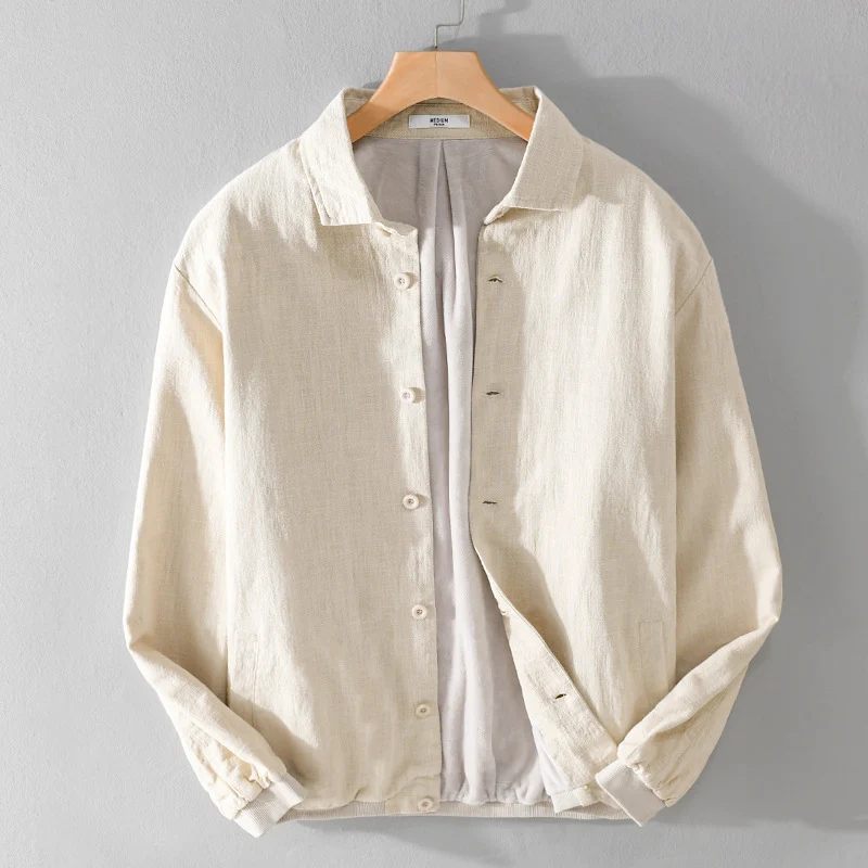 Herren Gefütterte Overshirt-Jacke aus Leinen-Mix Drune