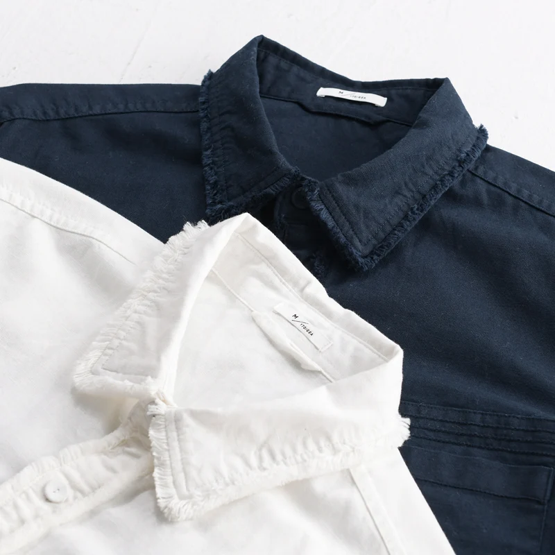 Herren Fransen-Overshirt aus Baumwollmix mit Brusttasche und Knopfleiste Drune