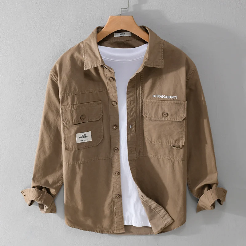 Herren Field-Overshirt im Military-Stil mit aufgesetzten Brusttaschen und relaxed Fit Drune