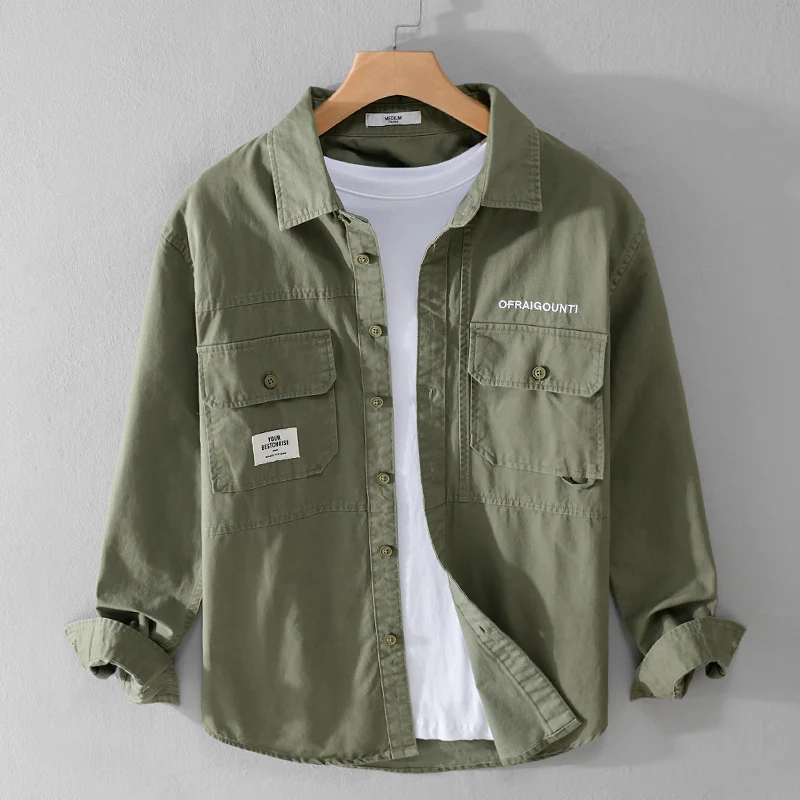Herren Field-Overshirt im Military-Stil mit aufgesetzten Brusttaschen und relaxed Fit Drune