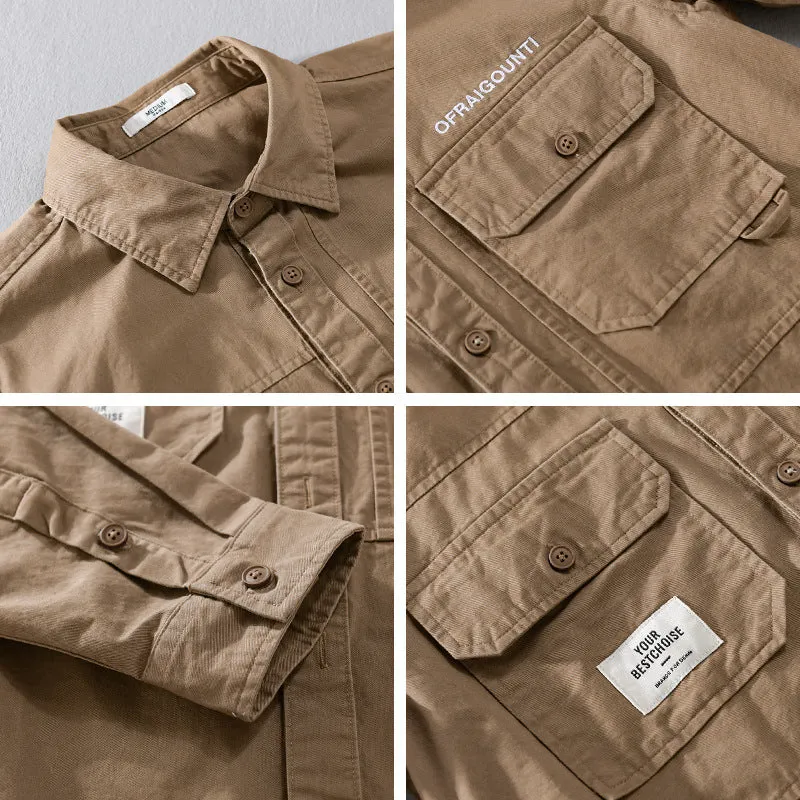 Herren Field-Overshirt im Military-Stil mit aufgesetzten Brusttaschen und relaxed Fit Drune