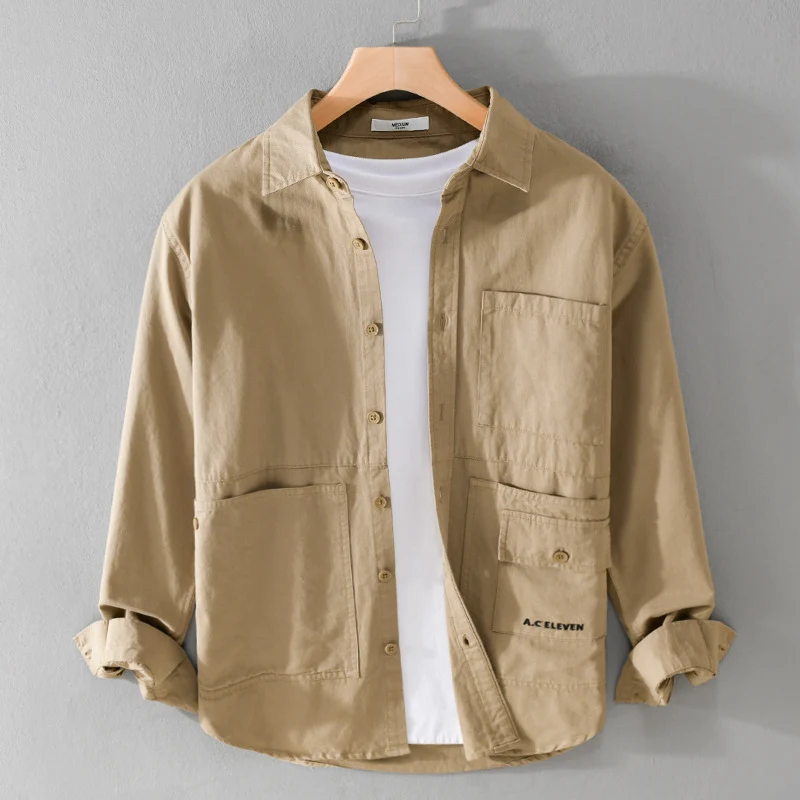 Herren Field-Overshirt aus robustem Baumwoll-Twill mit asymmetrischen Taschen Drune