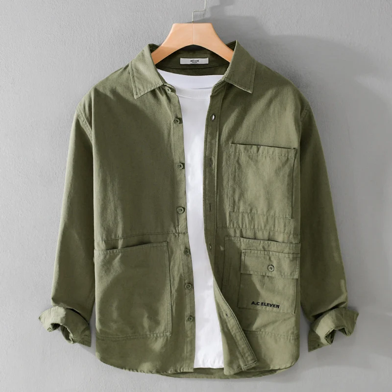 Herren Field-Overshirt aus robustem Baumwoll-Twill mit asymmetrischen Taschen Drune
