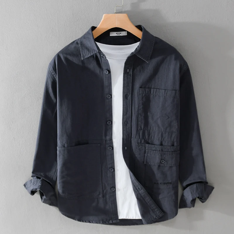 Herren Field-Overshirt aus robustem Baumwoll-Twill mit asymmetrischen Taschen Drune