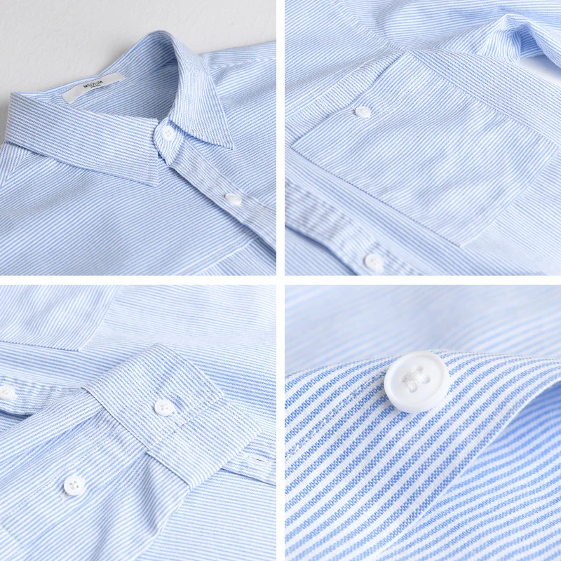 Herren Feines Nadelstreifen-Layering-Overshirt aus leichtem Baumwollmix mit aufgesetzter Brusttasche Drune