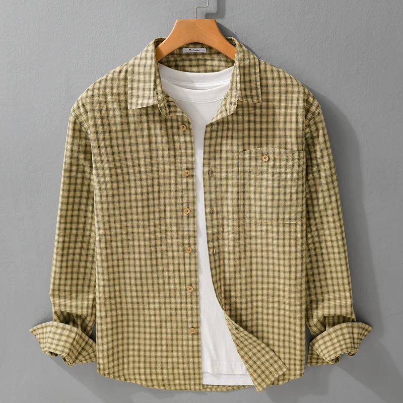 Herren Feines Karomuster-Layering-Hemd aus Baumwollpopeline mit Brusttasche und relaxed Saum Drune